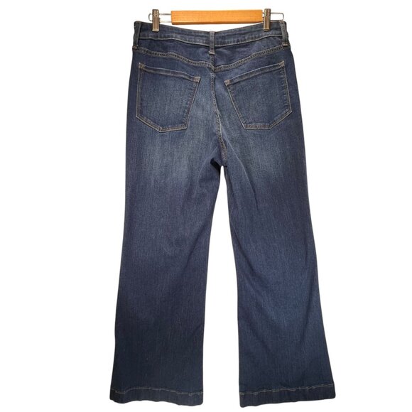 LC Lauren Conrad Super High Rise Flare Jeans Size 12S Denim Blue Dark Wash - Picture 3 of 11